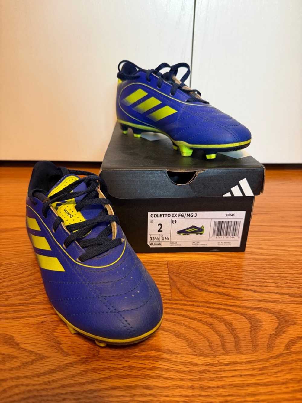 adidas Youth Soccer Cleats in Blue & Neon Yellow